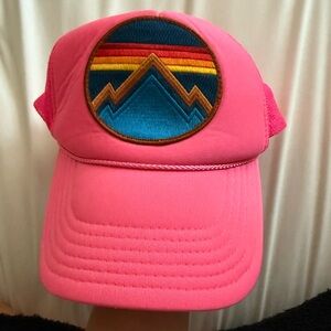 Aviator Nation Pink Trucker Hat with Rainbow Patch